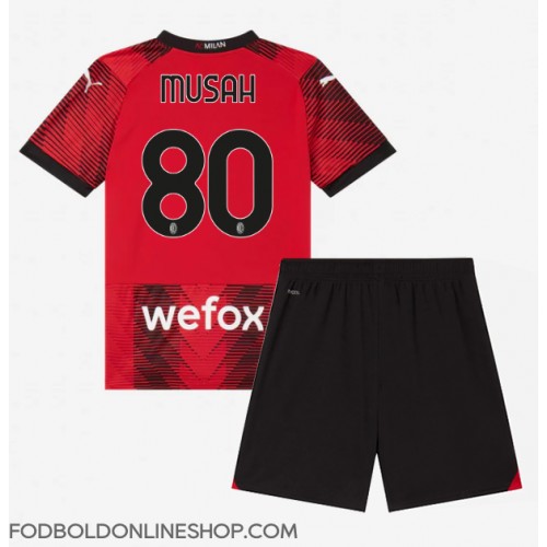 AC Milan Yunus Musah #80 Hjemme Trøje Børn 2023-24 Kortærmet (+ Korte bukser)